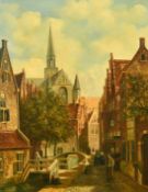20th Century Continental School, A Dutch town scene, oil on canvas, 20