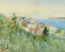 Follower of De Segonzac, View of a Mediterranean Coast, watercolour, indistinctly signed, 9.75