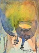 Aimufia Osagie, Surreal faces, watercolour, signed and dated '95, 6