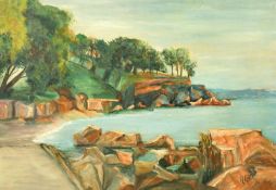 Madeleine Rello, Mid-20th Century French, 'Cote d'Azur, oil on board, signed, 16.5