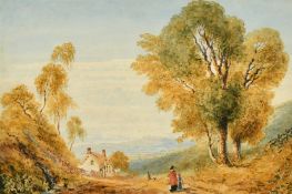 Attributed to Joseph Murry Ince (1806-1859) British, 'A cottage in Radnorshire', watercolour, signed