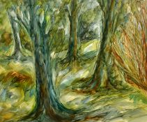 Peter Campbell (1931-1989) The wood, oil on paper, signed, 27.5