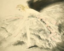 Louis Icart, Study of a Ballerina, etching with touches of watercolour, signed in pencil and