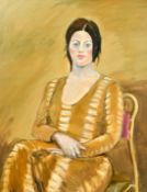 R. Horland (20th Century) Two mid-20th Century portraits of seated ladies, oils on board, one with