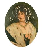 19th Century French School, a portrait of an elegant lady, oil on canvas, 28.75