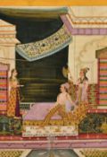An Indian miniature painting on paper, depicting a dignitary with servants,10
