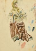 Late 19th Century, possibly Portuguese School, a study of an elegant lady in traditional clothing,