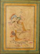 An Indian miniature painting on paper, depicting a couple, 13.5