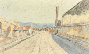 19th Century, a scene of classical ruins in a landscape, watercolour, 15