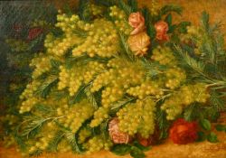 S. Oudart (Early 20th Century) French School, a still life composition of roses and yellow