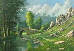 20th Century French School, two oil landscapes, both indistinctly signed, both around 16