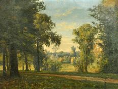 C. Kuwasseg, a tree lined landscape, oil on canvas, signed, 16