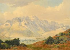 Ernest Ellis Clarke (1870-1932) British, 'Little Langdale Tarn', Cumbria, watercolour, signed, label