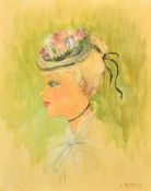 G. Nivaud, 20th Century, French, a head study of an elegant female, oil on canvas, signed, 10.5