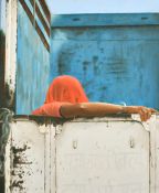 Mark Clark (b.1959), 'Lift to the Next Town', oil on board, signed and inscribed verso, 22