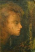 19th/20th Century French School, an ethereal head study, oil on canvas laid down, 15