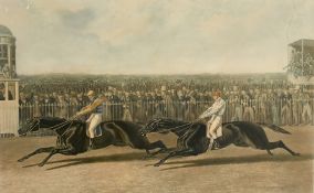 Harris after J. F. Herring, 'The flying Dutchman and Voltigeur', colour print, 21.5