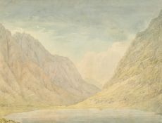 A folio of loose watercolours and drawings, some laid down, sizes from 3