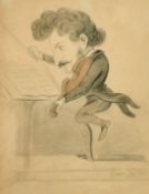 Fortunino Matania (1881-1963), character portrait of a celebrated violinist, charcoal and pencil,
