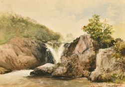 Attributed to William James Muller (1812-1845) British, 'The Rock Pool', watercolour with body