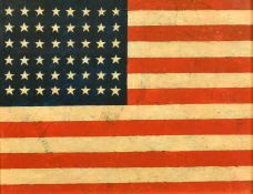Manner of Jasper Johns, American Flag, mixed media on board, 17.75