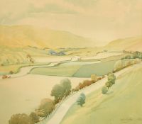 Alastair Dallas (1898-1983) Scottish, A view of buildings and a river, watercolour, signed, 14