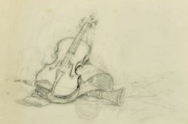 Arthur Hayward (1889-1962) A study of musical instruments, pencil and ink, signed, 9.5