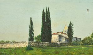 C. Descapamps, 20th Century, French, a farm building in an open landscape, oil on canvas, signed,