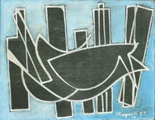 Bears signature Magnelli (20th Century) Abstract composition, oil on slate, dated '37,