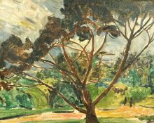 Lena Pilichowski, nee Pillico, (1884-1947), figures in a tree lined landscape, oil on canvas,