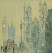 Attributed to Horace Mann Livens (1862-1936) Westminster with Big Ben, watercolour, pen and ink, 6.