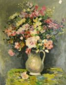 Circle of Marcel Dyf, a still life of mixed flowers, oil on canvas, 24