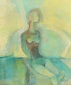 20th Century Modern British, A nude seated lady, oil on canvas, 12