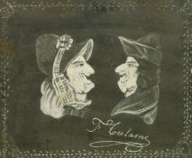 19th Century French School, a novelty chalk drawing, indistinctly signed, 18