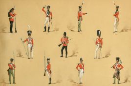 Reginald Wymer (1849-1935) Vignettes in the dress of the Royal Irish Fusiliers, watercolour,