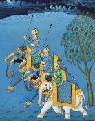 A group of Indian watercolours and a print, 5