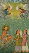 Indian School 19th Century A miniature showing a god and attendant angels, with inscriptions in