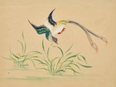 Early 20th Century Chinese School, Six Chinese Birds, watercolours, four 6