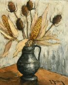 20th Century French School, a still life composition of mixed foliage, oil on canvas, indistinctly
