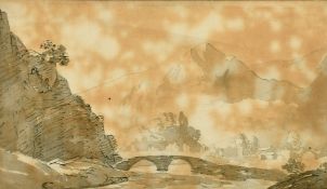 John Warwick Smith (1749-1831) 'Grange Bridge towards Borrowdale', pencil, pen and wash, inscribed