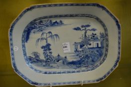 A Chinese blue and white dish.