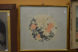 A Chinese silkwork painting of flowers.