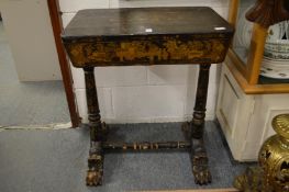 A late 19th century Chinese export lacquer sewing table with fitted interior.