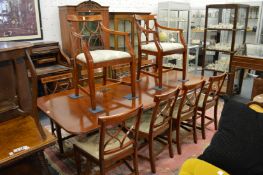 A good set of Georgian style mahogany dining chairs, two with arms, all with lattice work backs,