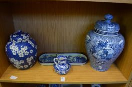 Decorative blue and white china.