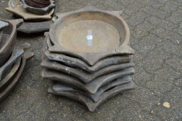 Six old Indian wooden food bowls.