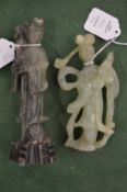 Two Chinese carved jadeite Guanyins.