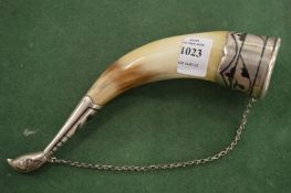 A Niello mounted horn flask.