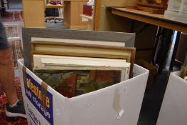 A box of paintings and prints etc.