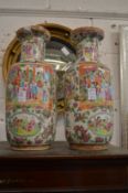 A pair of Chinese Canton vases.